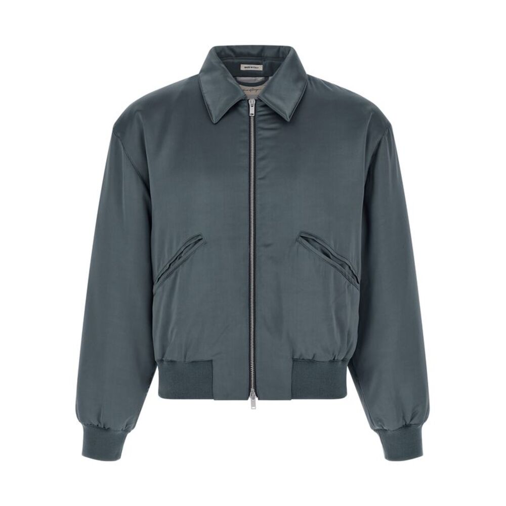 SECOND/LAYER Gray Viscose Men's Bomber